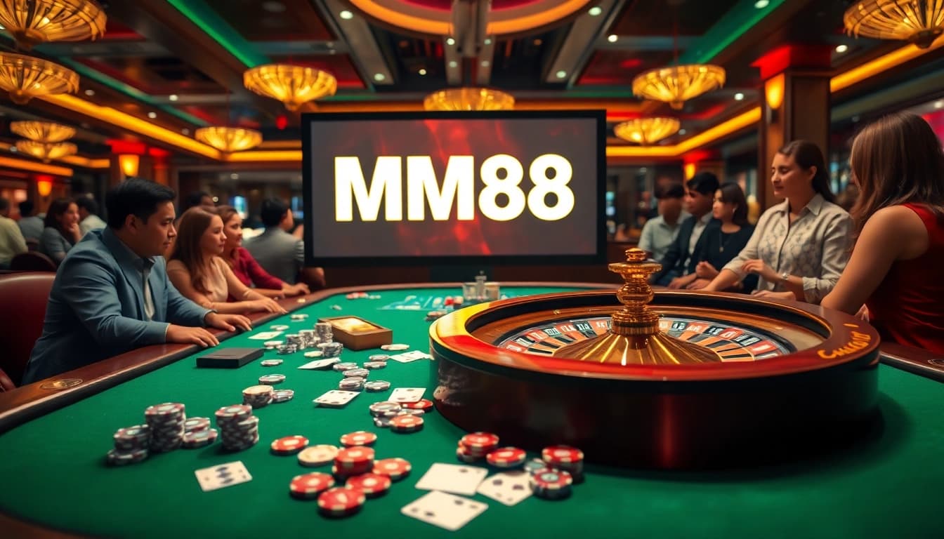 Experience the thrill of betting at MM88 with vibrant casino games and poker chips.