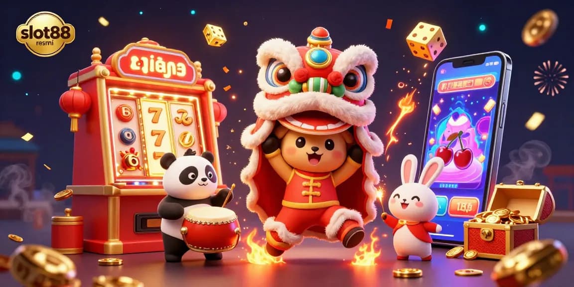 Experience thrilling wins with slot88 resmi in a vibrant 3D slot gaming scene filled with action.