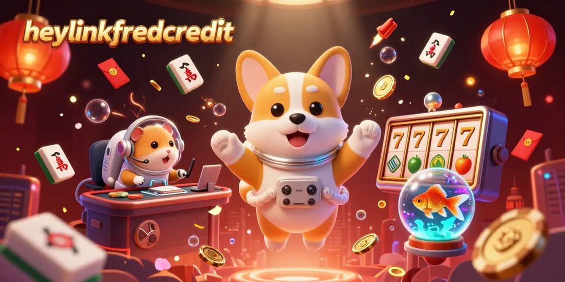 Experience heylinkfreecredit with a 3D cartoon astronaut corgi in a space casino.