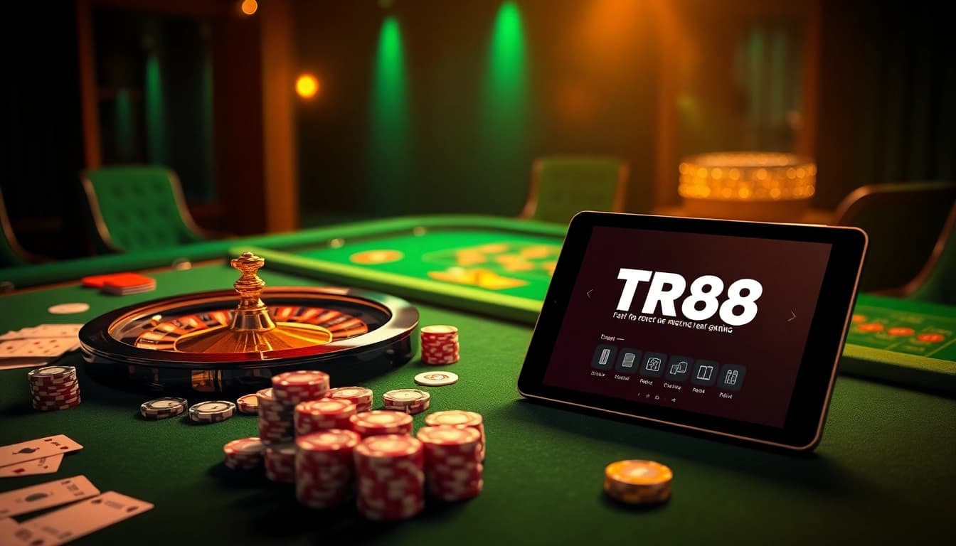 Experience the thrill of gambling at TR88 with vibrant casino tables and luxurious ambiance.