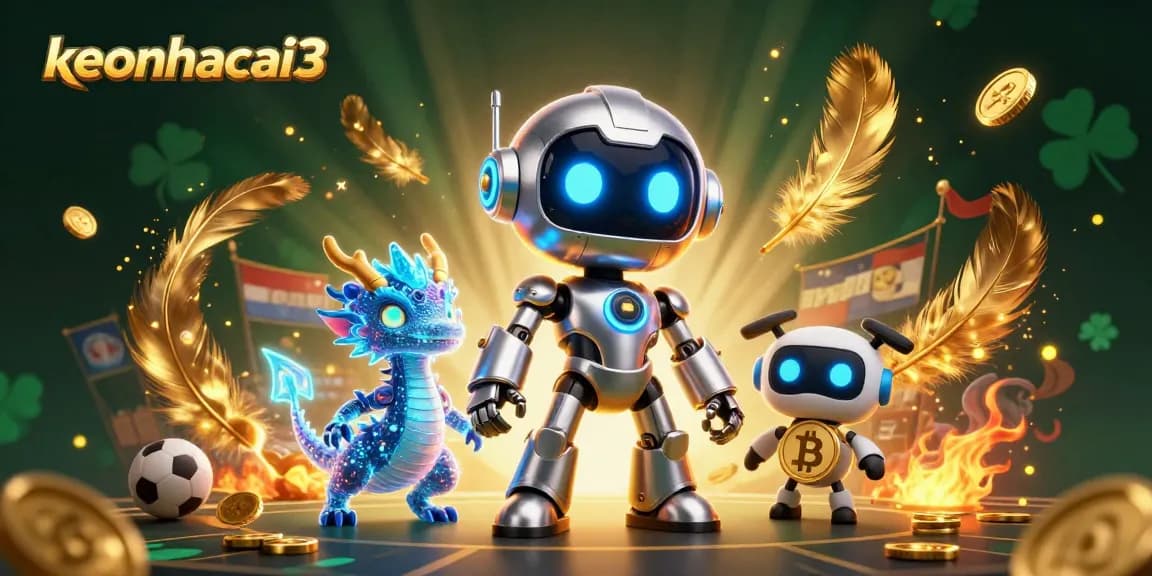 Experience thrilling sports betting with keonhacai3's vibrant 3D illustration featuring dynamic characters and casino elements.