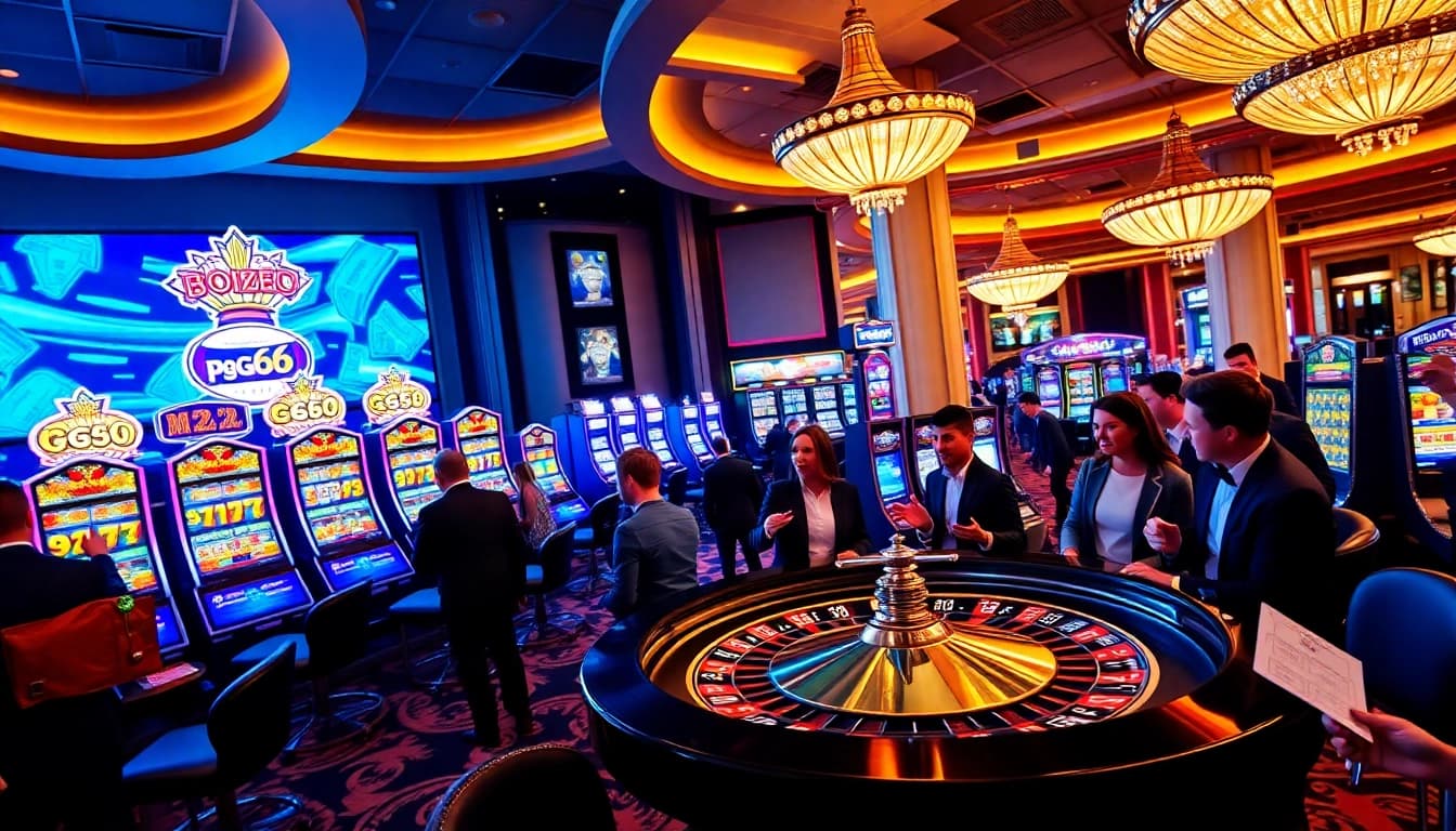 Players enjoying the excitement of slots and roulette at PG66 casino.