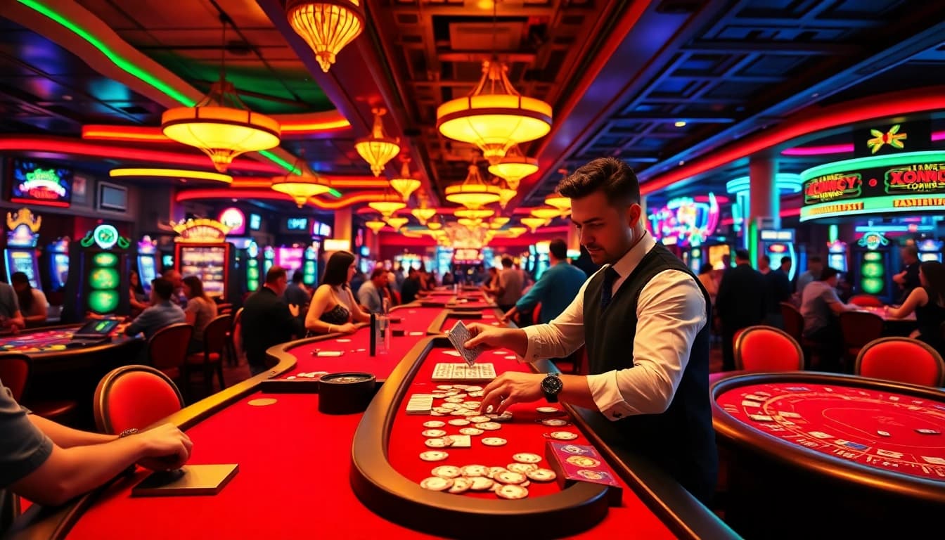 Log in to citinow casino for thrilling gaming experiences in a colorful casino scene.