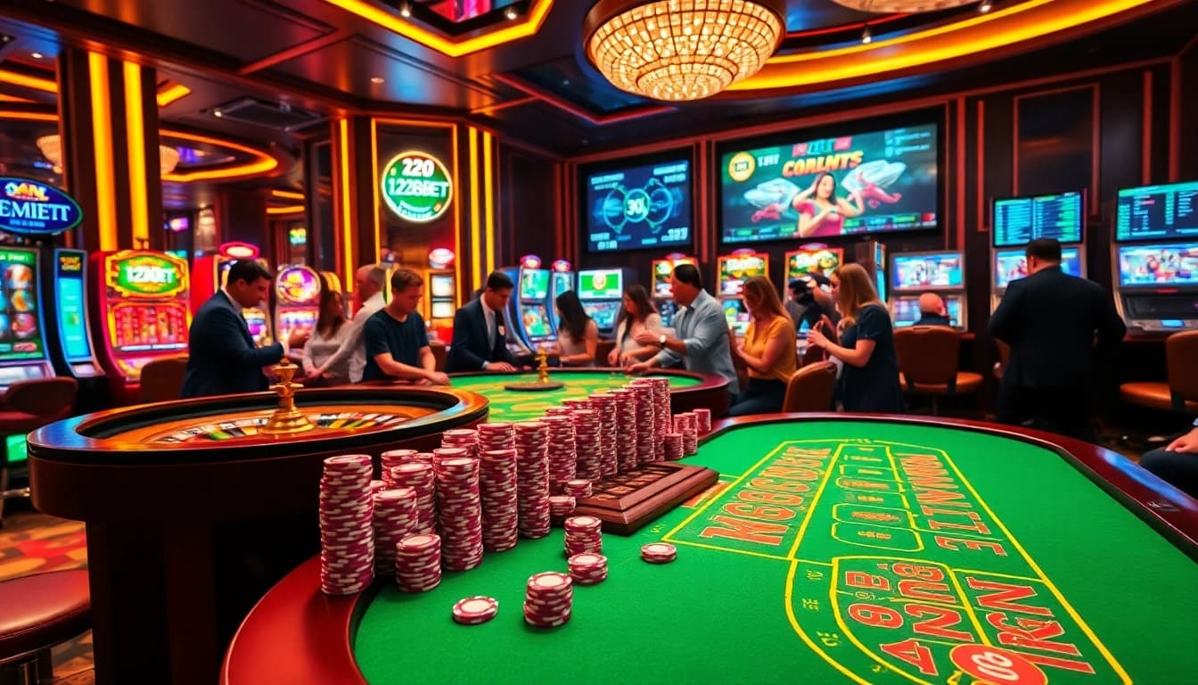 Players enjoying a high-stakes game at 120bet's vibrant casino scene.