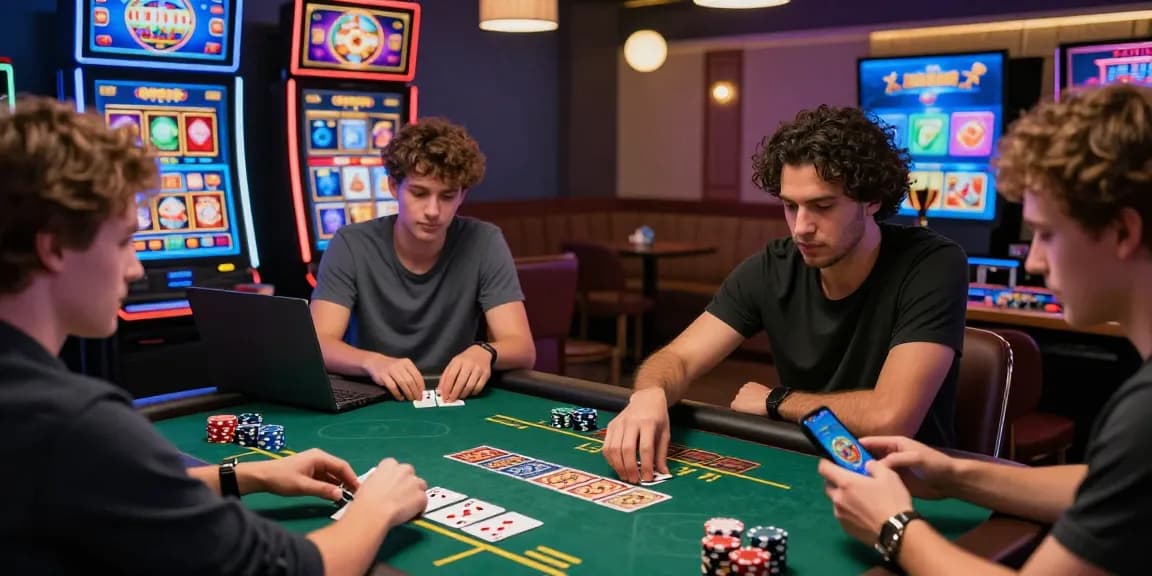 Experience vibrant online casinos at https://eviz.org.uk, featuring diverse players engaged in card games, slots, and live dealer excitement.