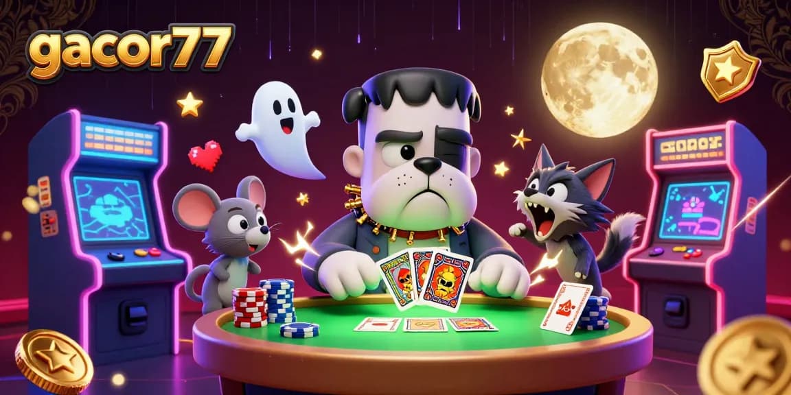 Gacor77 menawarkan permainan kartu yang seru dengan anjing Frankenstein dan kucing werewolf di kasino berenergi tinggi.