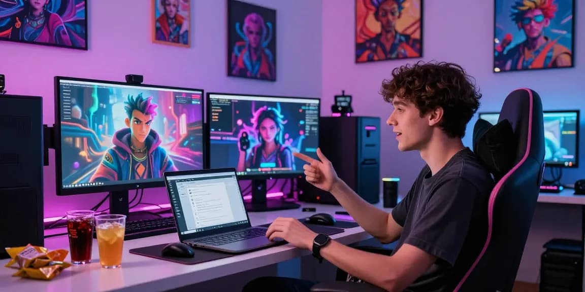 Engaging in ai nsfw chat with vibrant AI avatars in a cozy digital workspace.