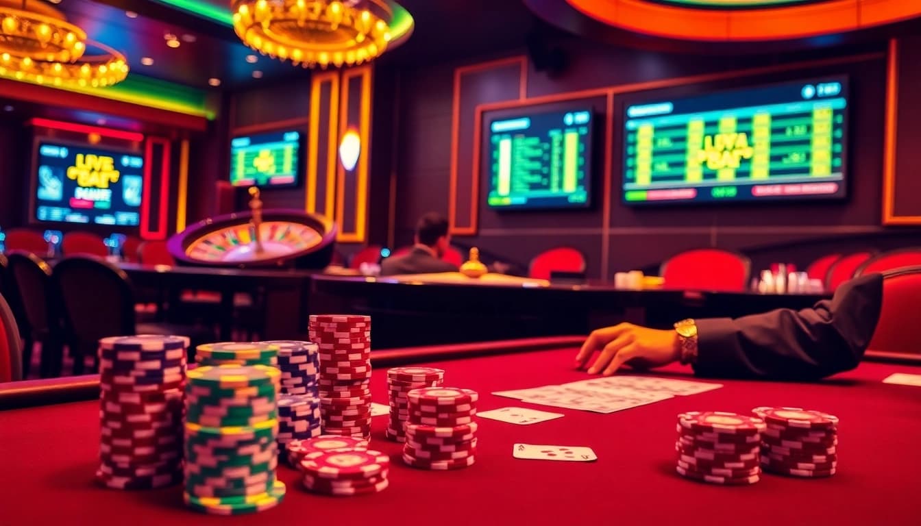 Experience the excitement of link alternatif sbobet with a luxurious poker table scene featuring high-stakes betting.