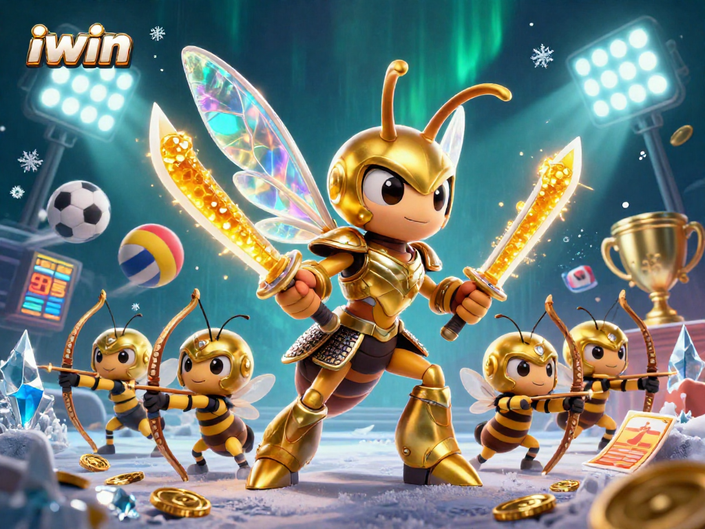 Engage with iwin's thrilling casino action featuring a golden hornet in samurai armor.