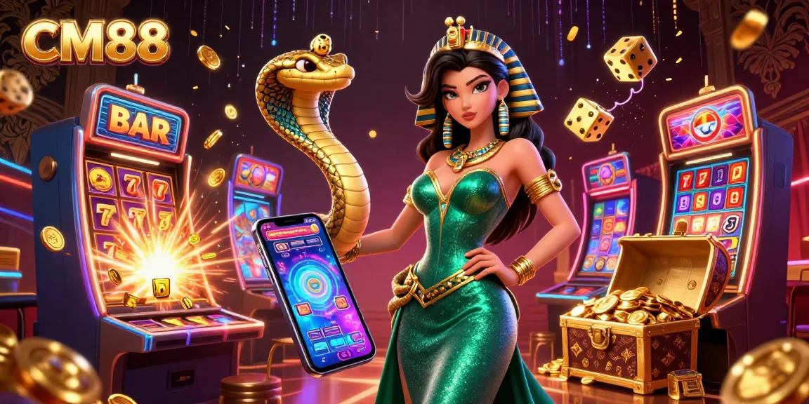 Engage in thrilling gameplay with CM88's vibrant casino illustration showcasing jackpot excitement and stunning visuals.