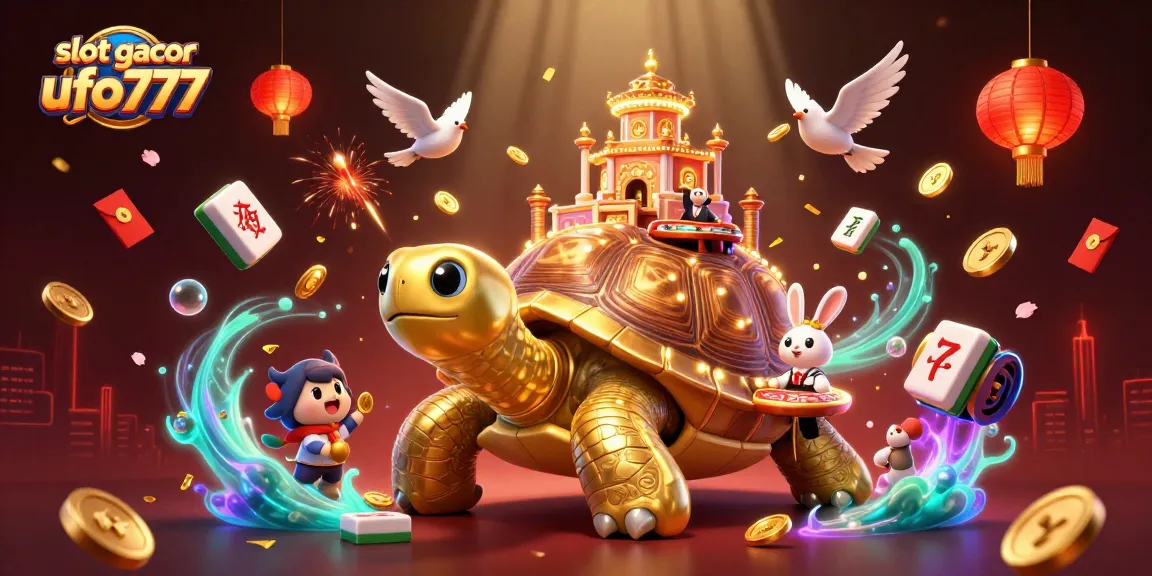 Experience thrilling moments with slot gacor ufo777 as joyful characters and golden elements create a vibrant casino atmosphere.