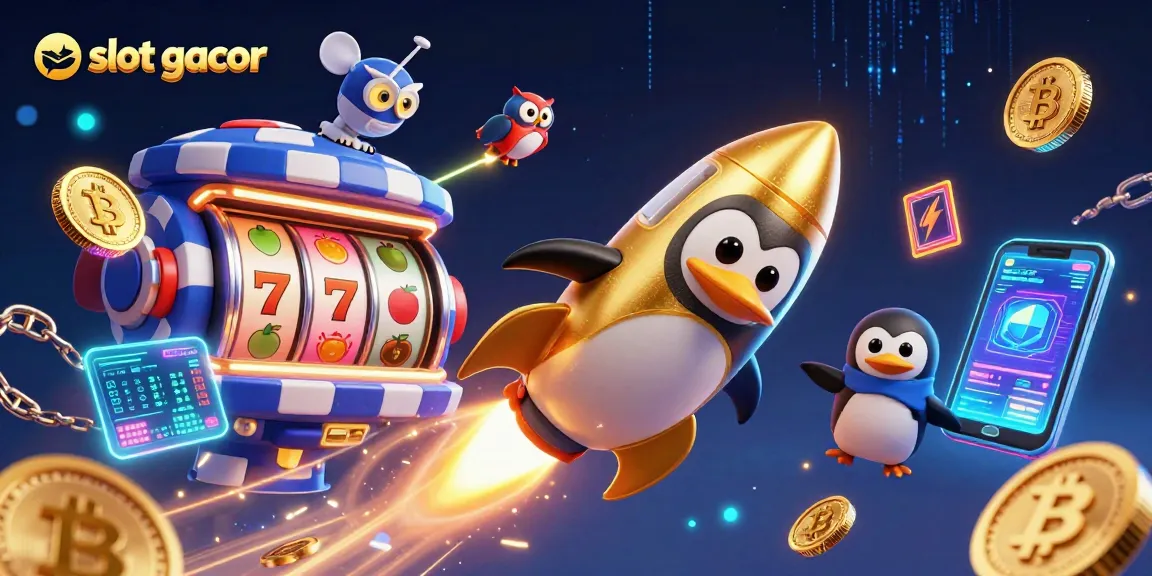Engage with slot gacor by spinning vibrant reels and collecting coins in this dynamic scene.