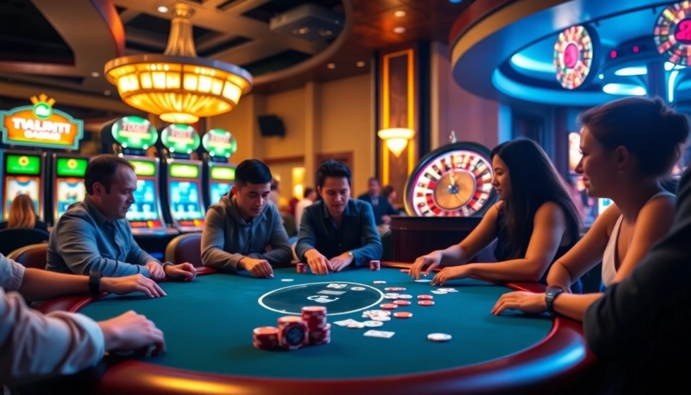 Experience the excitement of mmoo88.us.com at a lively casino poker table.