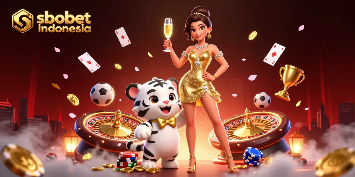 Experience sbobet indonesia with an exhilarating scene featuring sports betting elements and a glamorous atmosphere.