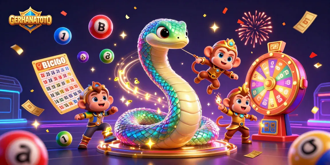 Berpartisipasi dalam permainan di GERHANATOTO dengan kumpulan bola lotere berwarna cerah yang terbang secara dinamis.