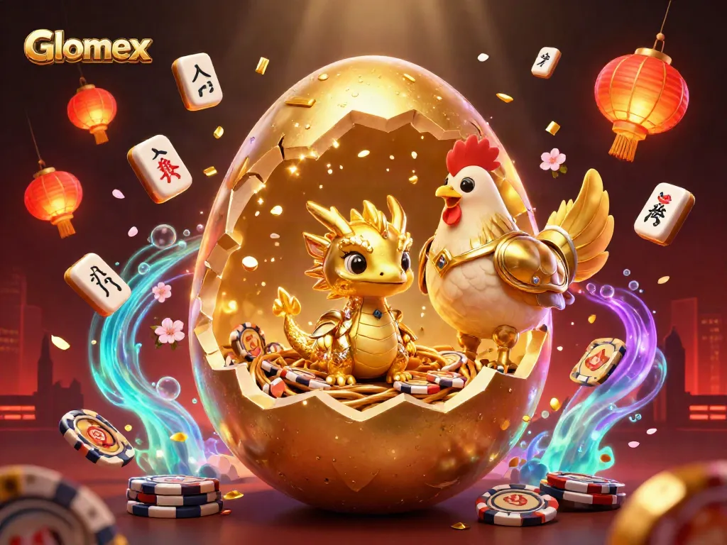 Experience Glomex casino action with a golden dragon and dynamic gaming elements.