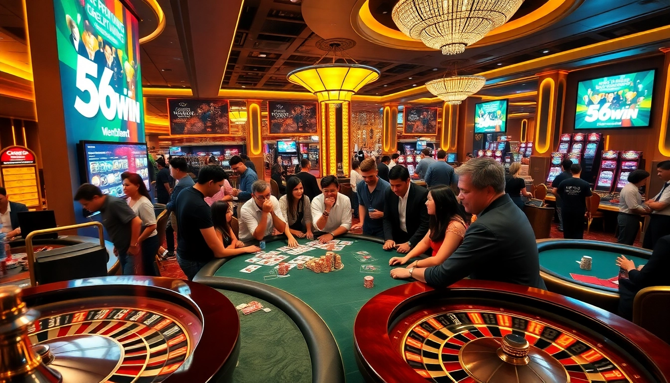 Experience a thrilling moment at 56win as players celebrate big wins at the casino.