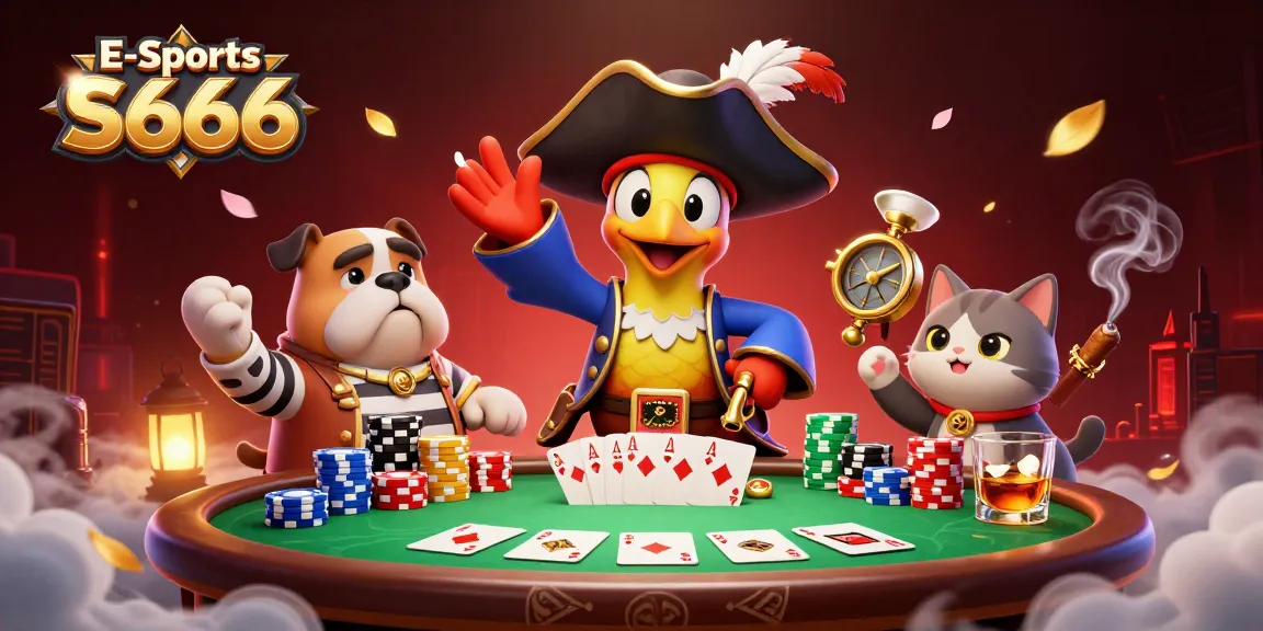 Experience E-Sports S666 excitement with vibrant 3D gaming illustration featuring animated characters and dynamic casino elements.
