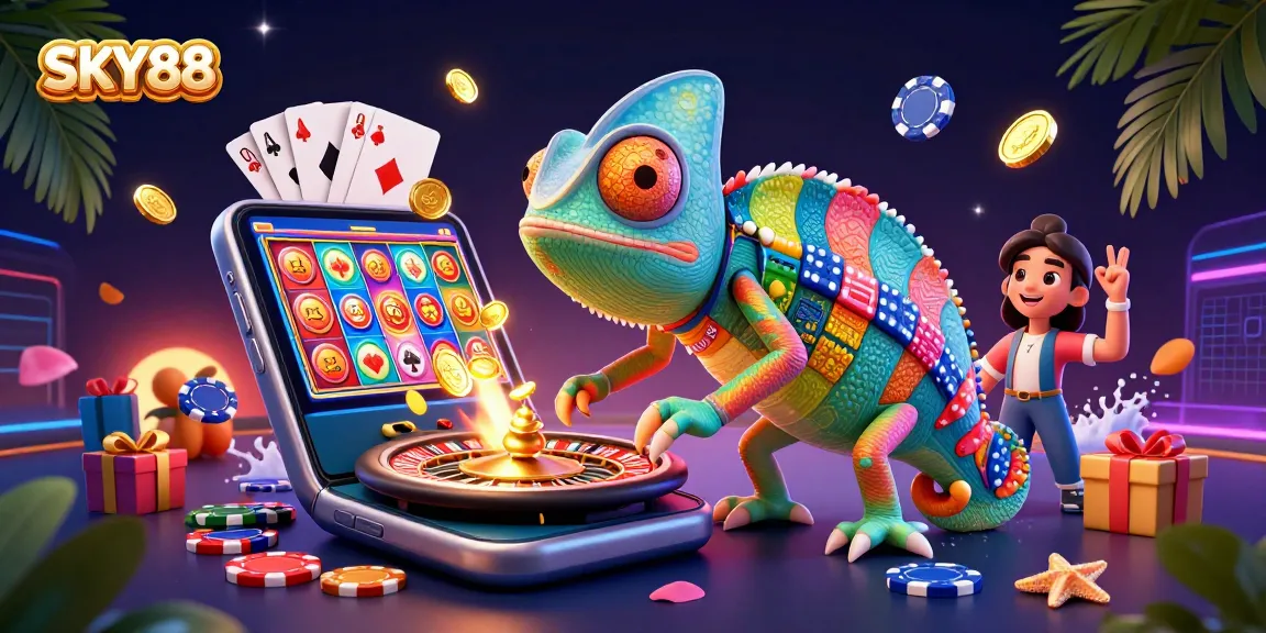 Experience the vibrant world of SKY88 with exciting gaming elements and a rich casino atmosphere.