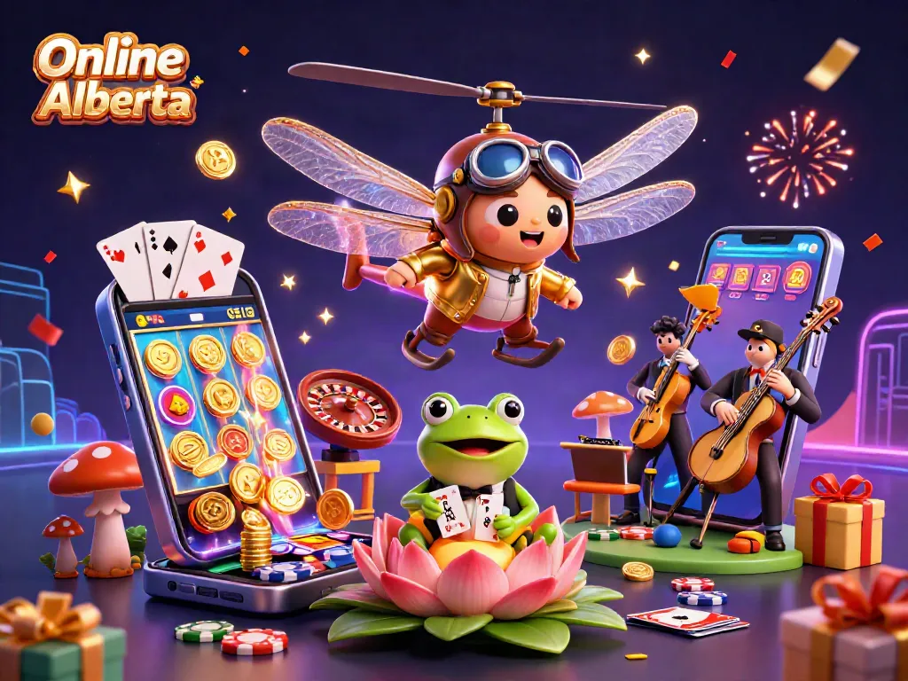 Experience thrilling gameplay at Online Casino Alberta with vibrant 3D characters and casino elements.