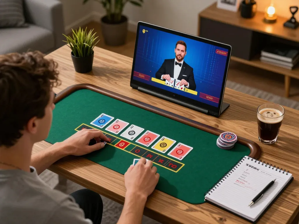Player engaging in strategic blackjack game on 32win, emphasizing responsible gaming practices