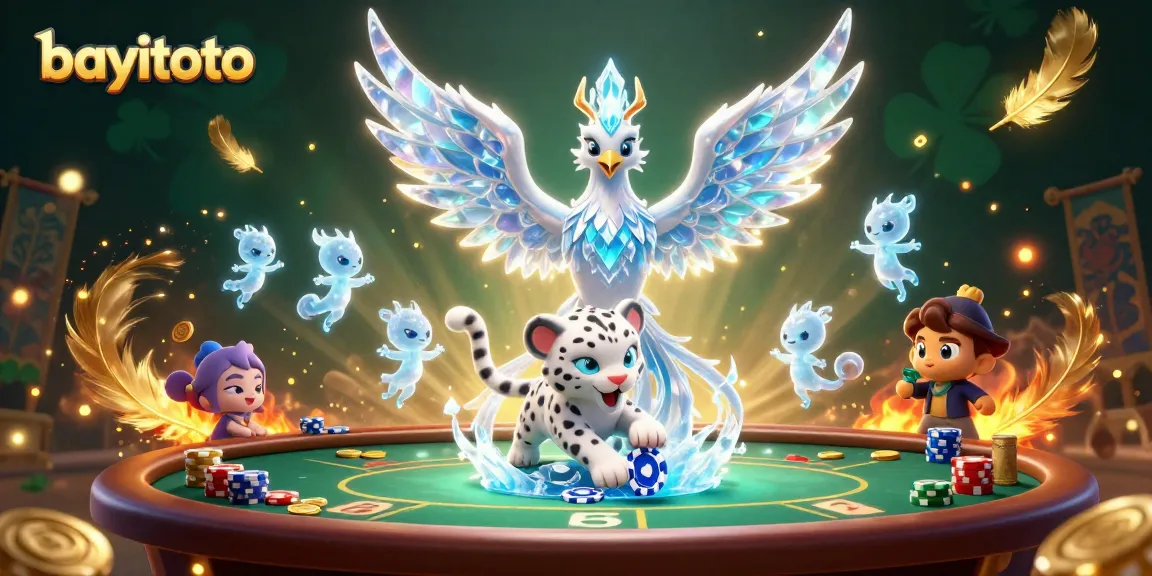 Engage with bayitoto's vibrant casino adventures featuring an ice phoenix and poker chip!