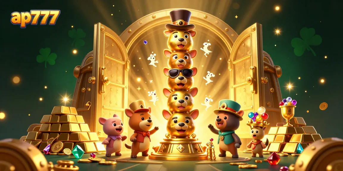 Experience thrilling gameplay with ap777 featuring golden treasures and animated characters in a vibrant casino scene.