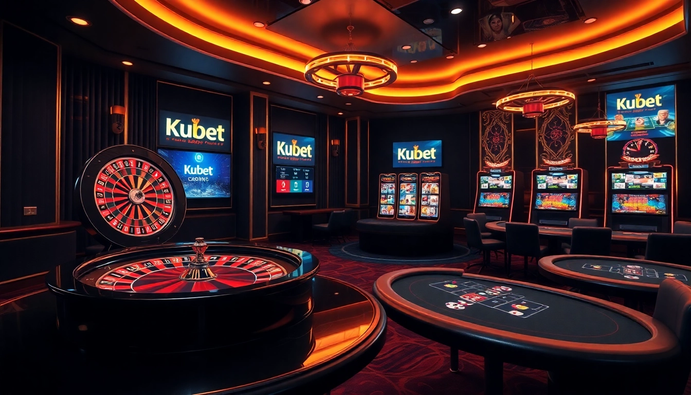 Kubet offers exciting online casino gameplay with vibrant roulette wheels and slot machines.