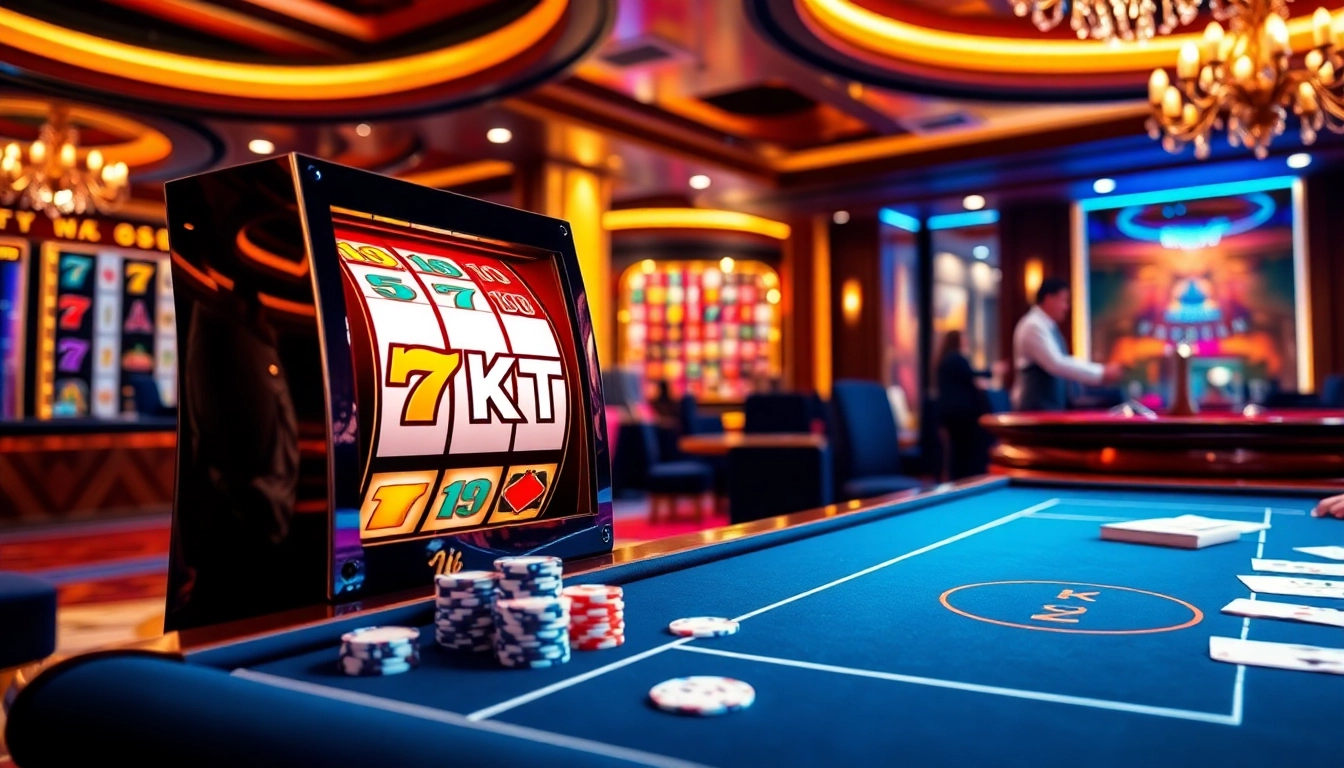 KTPJITU online slot machine in an exciting casino scene with vibrant colors and players celebrating wins.