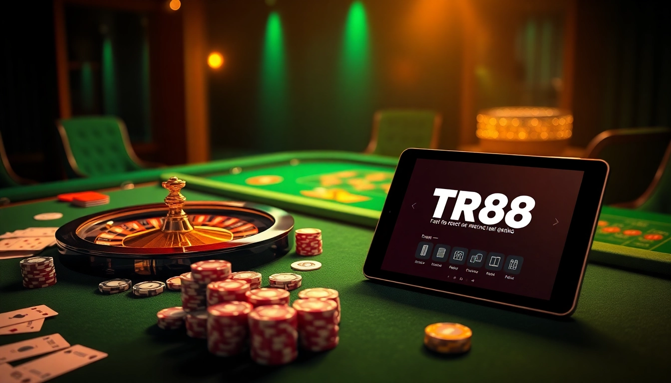Experience the thrill of gambling at TR88 with vibrant casino tables and luxurious ambiance.