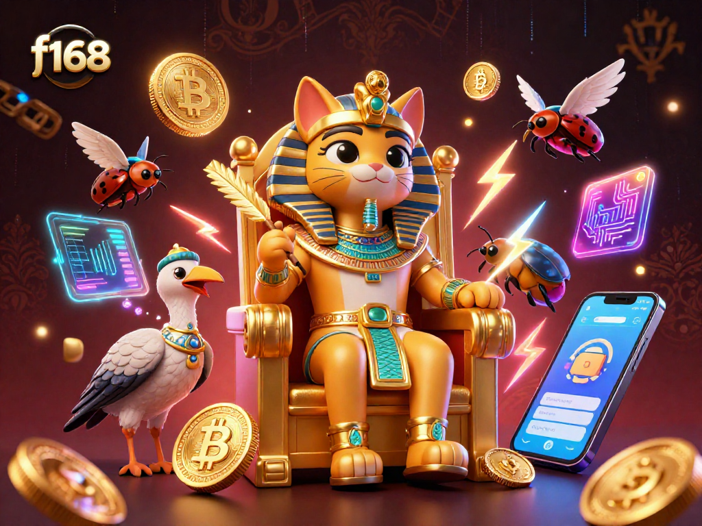 Engage in vibrant gameplay at f168 with Egyptian-themed characters and crypto elements.