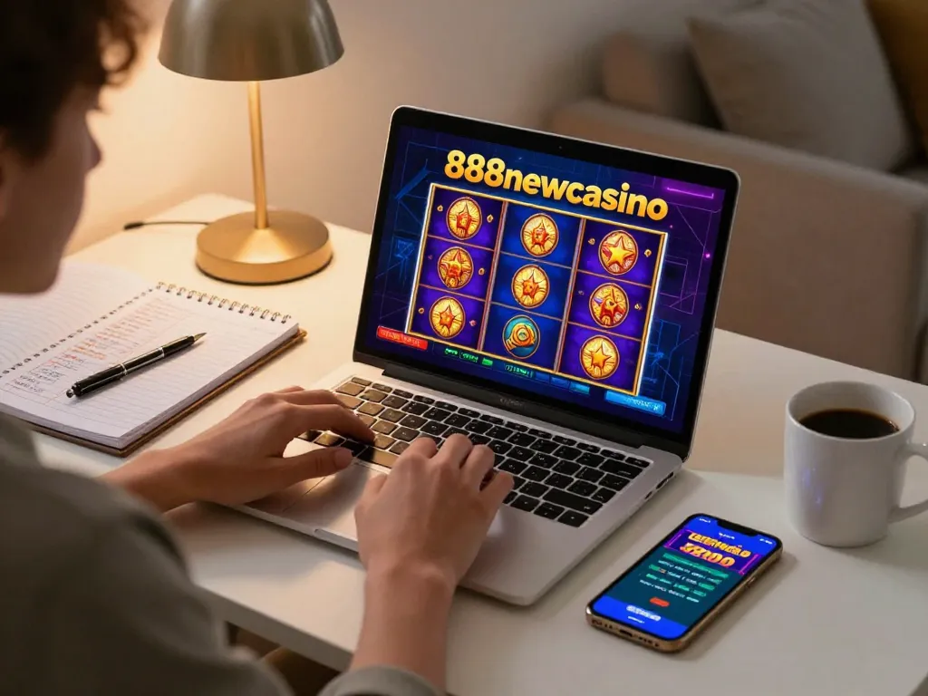 Engaging online gameplay at 888newcasino highlights colorful slot games and strategic bet planning