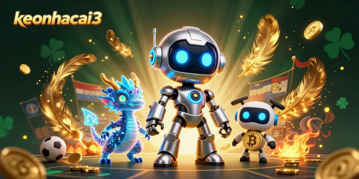 Experience thrilling sports betting with keonhacai3's vibrant 3D illustration featuring dynamic characters and casino elements.