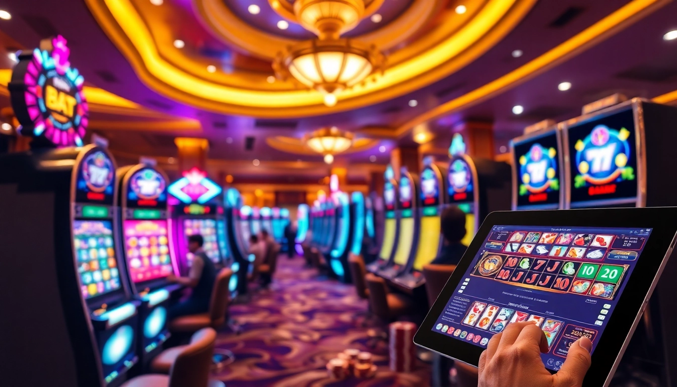 Exciting gaming atmosphere at Bro138 slot machines showcasing vibrant reels and winning moments.