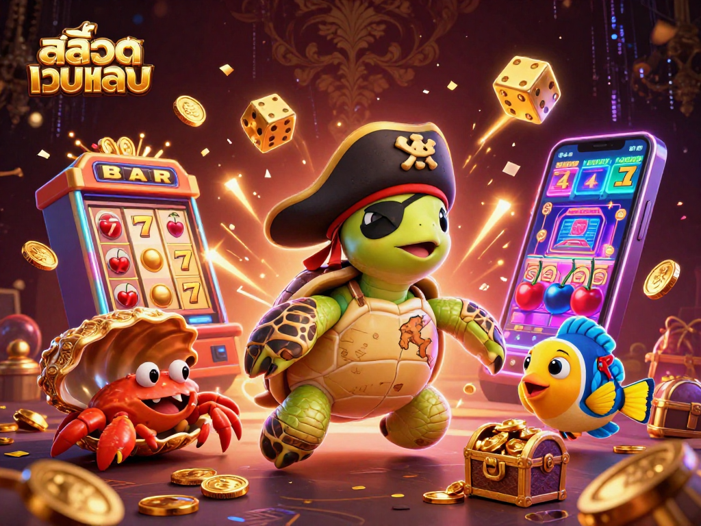 Immerse yourself in สล็อตเว็บตรง action with a detailed scene showcasing a vibrant slot machine jackpot.