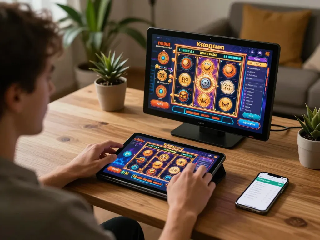 Player engaging in bl555 mobile betting with vibrant visuals and cozy surroundings