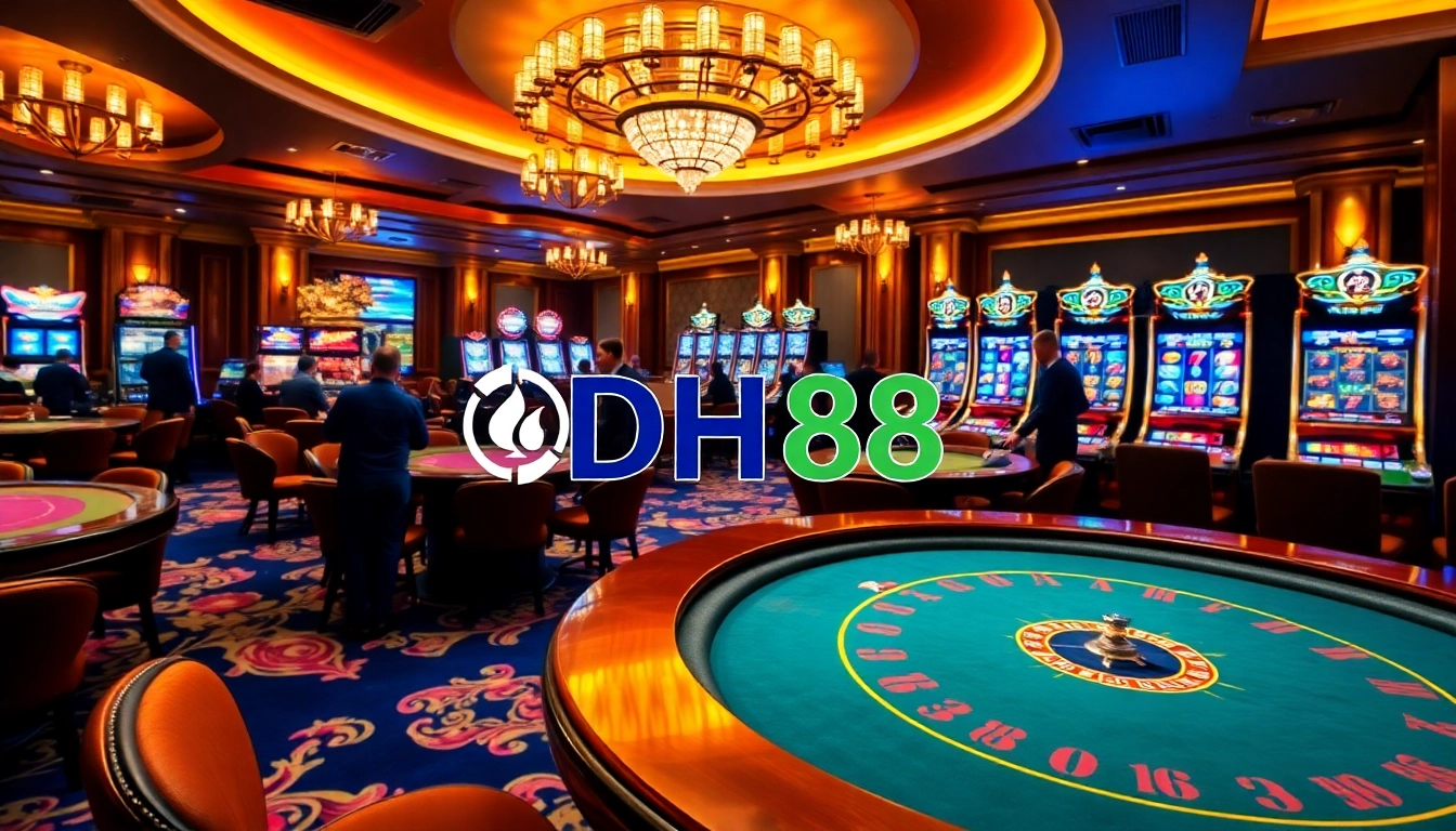 Engaged players enjoying diverse games at DH88 casino, highlighting vibrant atmosphere and excitement.
