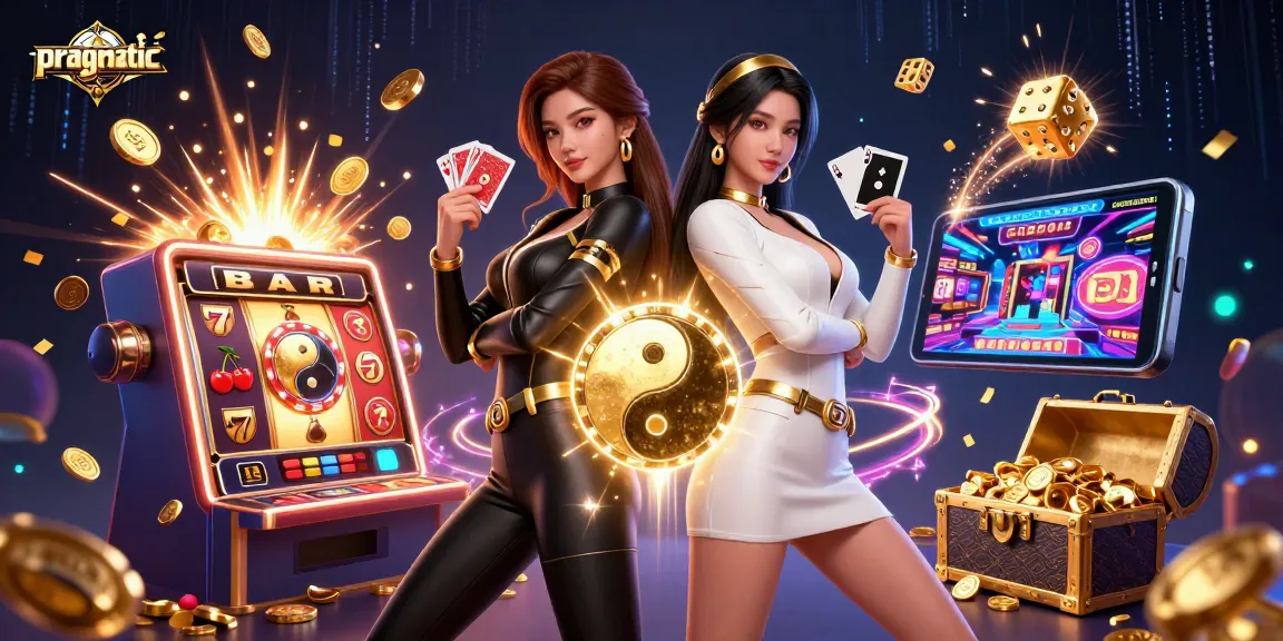 Play winning slots in a dynamic scene featuring pragmatic characters and vibrant casino elements.