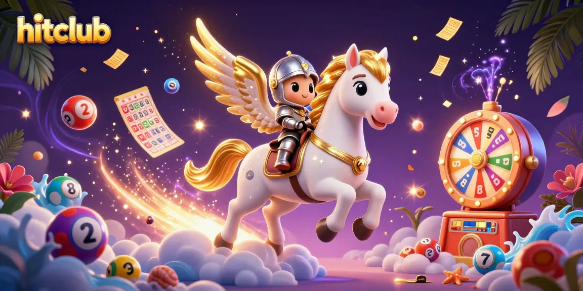 Hitclub engages gamblers with vibrant lottery elements, dynamic colorful effects, and an enchanting knight scene.