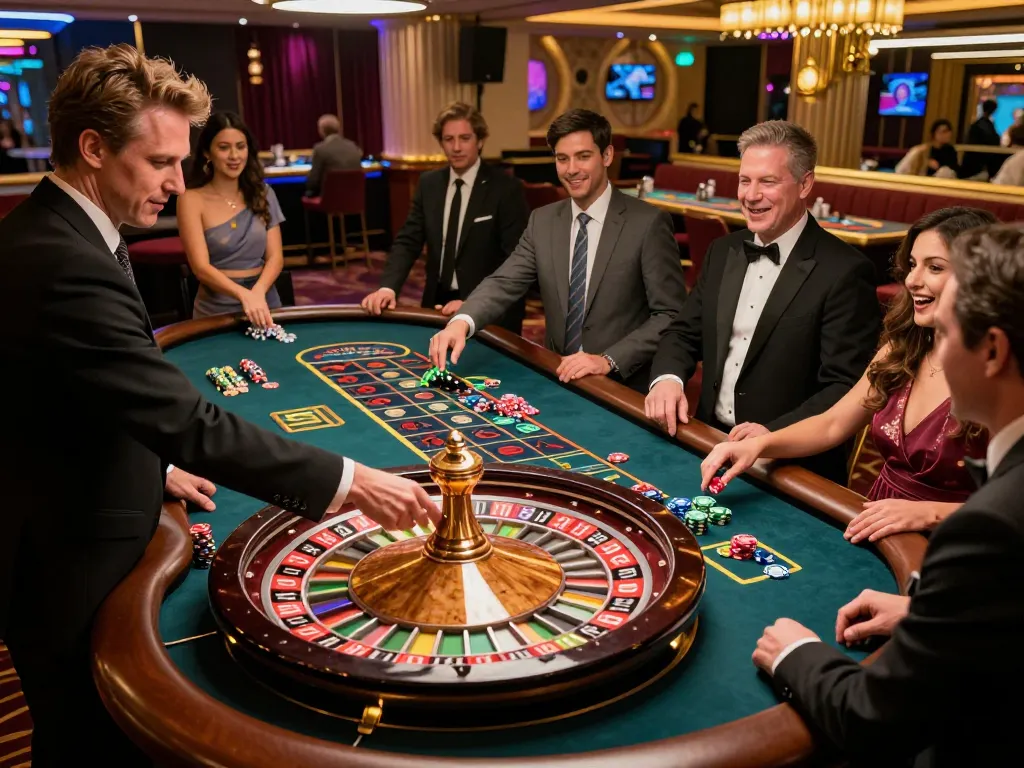 Engage with the kerajaanslot action at a vibrant roulette table amidst luxury casino surroundings