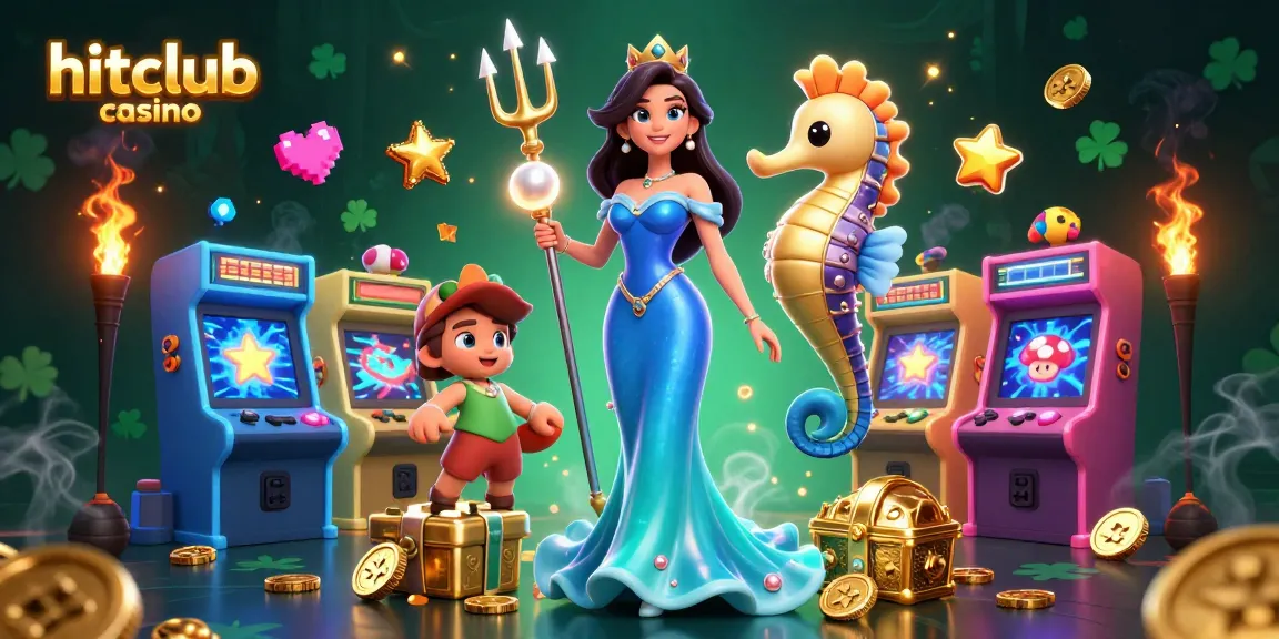 Experience the hitclub casino excitement with vibrant gaming elements in a dynamic 3D artwork.
