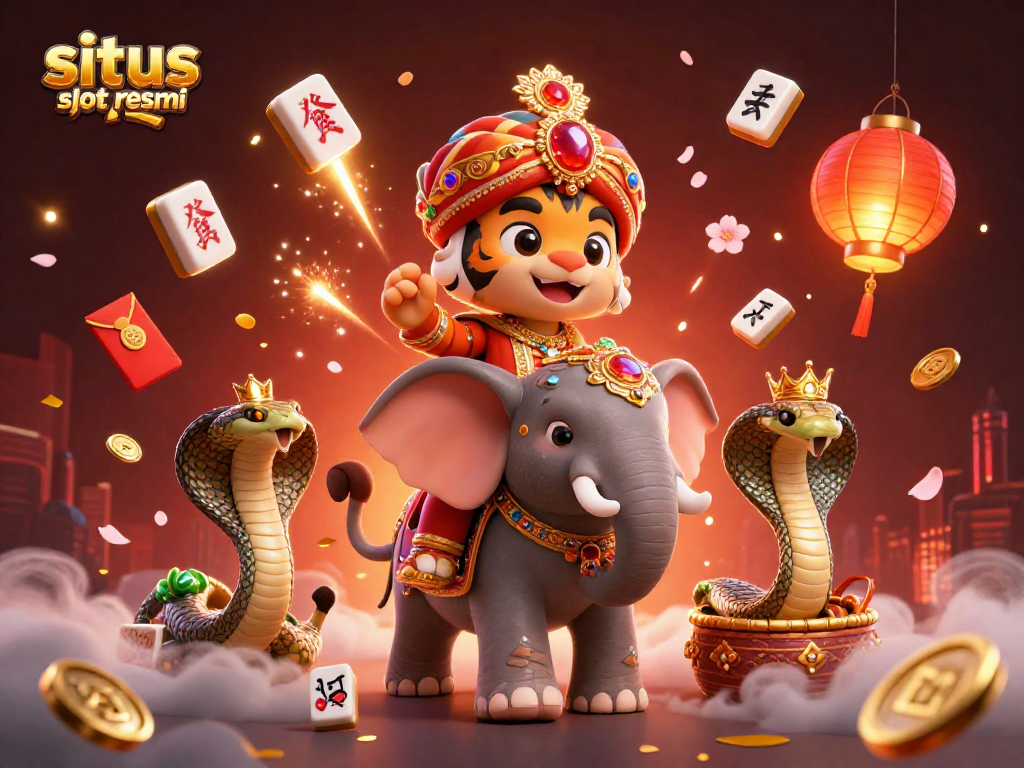 Win big with situs slot resmi as vibrant mahjong tiles and treasures surround a royal gaming celebration.