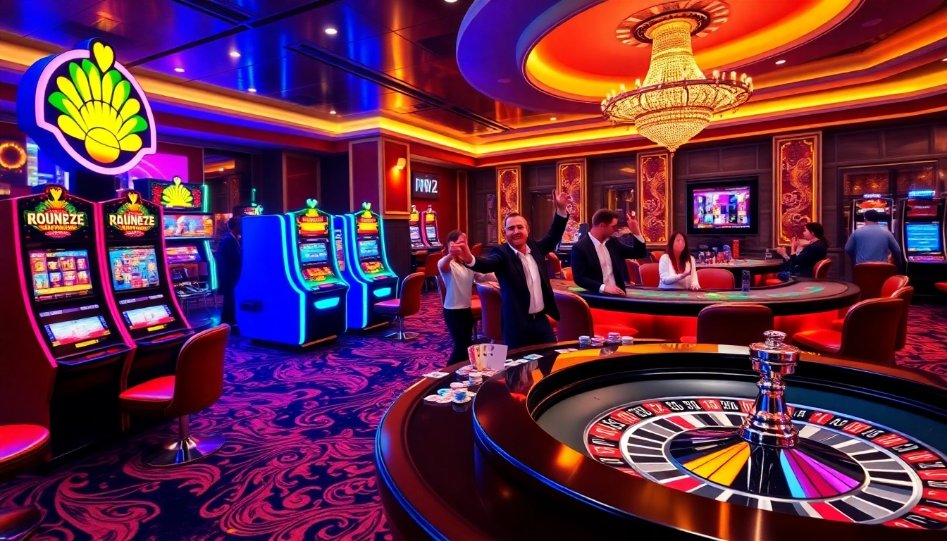 Experience the excitement of PH22 casino with players winning at slot machines and poker tables.