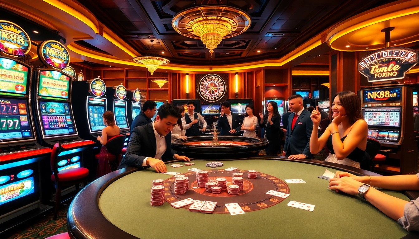 Experience the excitement of gambling at NK88 with vibrant casino games and lively players.