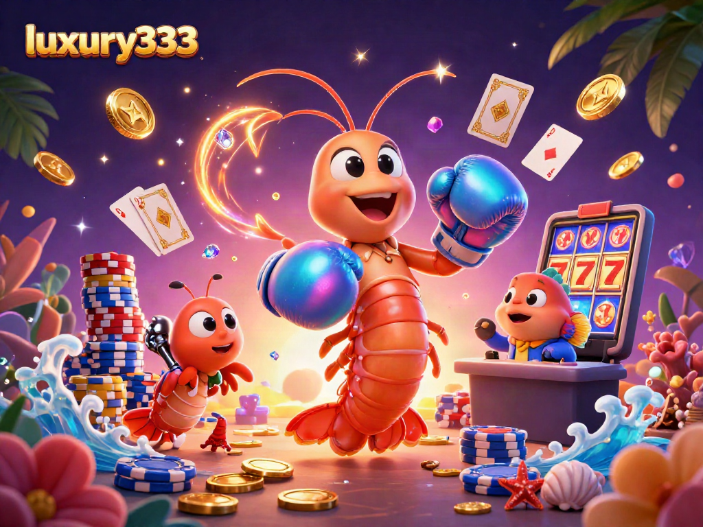 Performa permainan kasino luxury333 yang menampilkan udang mantis bertinju dalam ilustrasi 3D yang dinamis