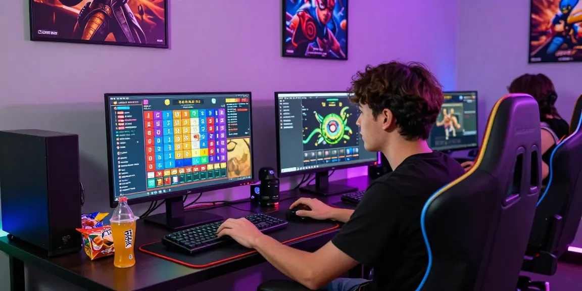 Engaged player enjoying TOGEL ONLINE in an immersive gaming setup with vibrant colors and modern technology.