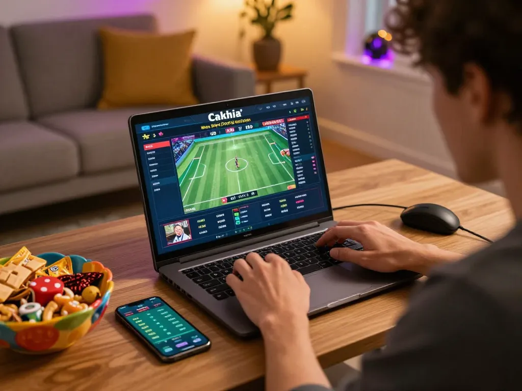 Cakhia online betting excitement during a cozy home gaming setup.