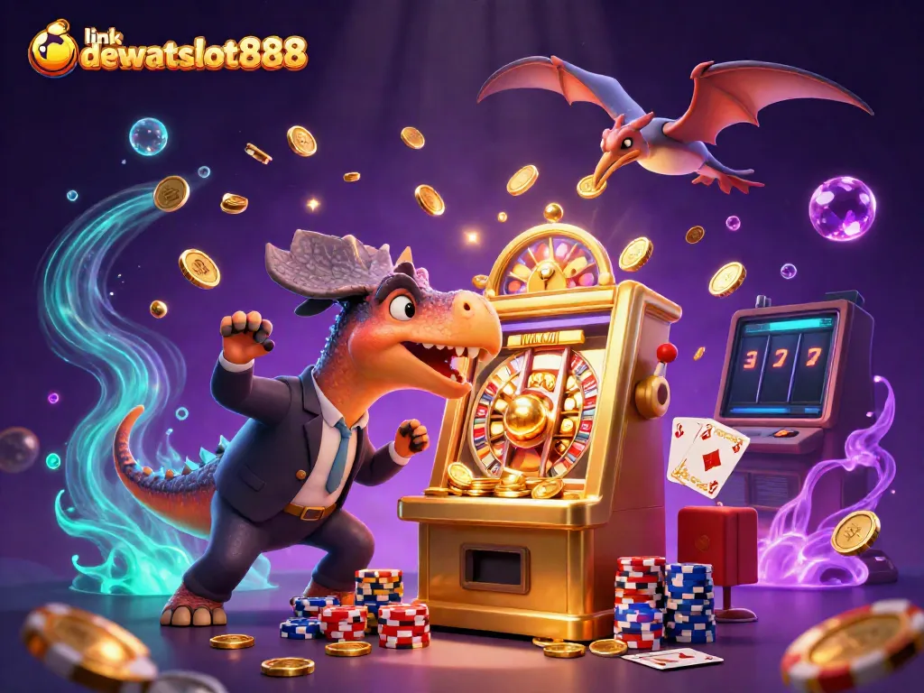 Menangkan koin jackpot dengan link dewataslot888 pada mesin slot emas dalam adegan penuh aksi.