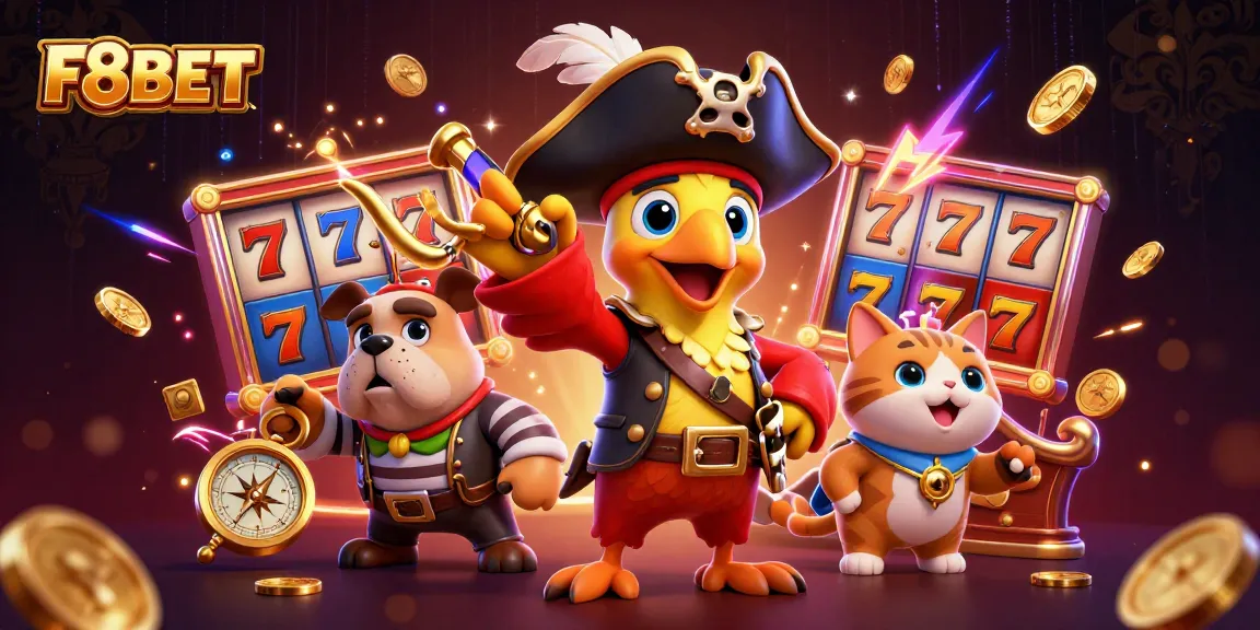 Experience the thrilling world of F8BET with a vibrant 3D illustration showcasing an exciting slot machine adventure.