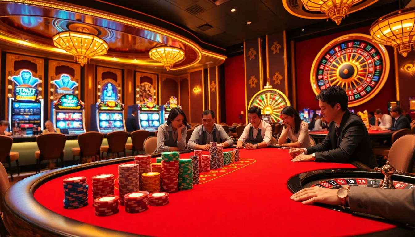 Experience the thrill of nhà cái rr88 with an engaging visual of a luxurious poker game, celebrating wins and vibrant casino atmosphere.